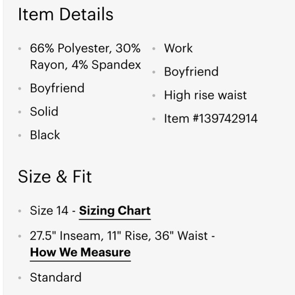 JLO work pants, highrise, gold clasp closure. Excellent condition. Size 14 Short - Picture 5 of 8